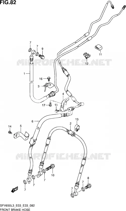 DURITE DE FREIN AVANT (SFV650AL3 E33) Suzuki MOTO 650 GLADIUS 2013  SFV650 L3 (E03,E28,E33)