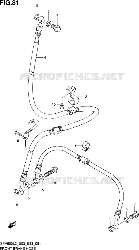 DURITE DE FREIN AVANT (SFV650L3 E33) Suzuki MOTO 650 GLADIUS 2013  SFV650 L3 (E03,E28,E33)