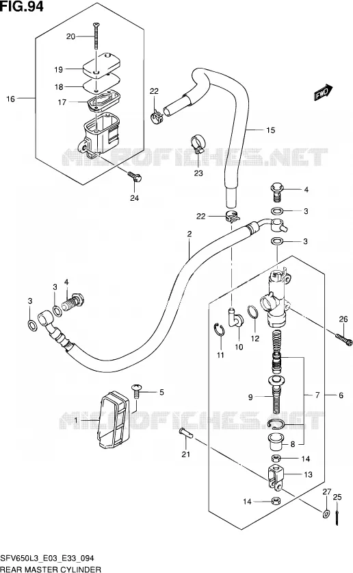 MAITRE CYLINDRE ARRIERE (SFV650L3 E03) Suzuki MOTO 650 GLADIUS 2013  SFV650 L3 (E03,E28,E33)