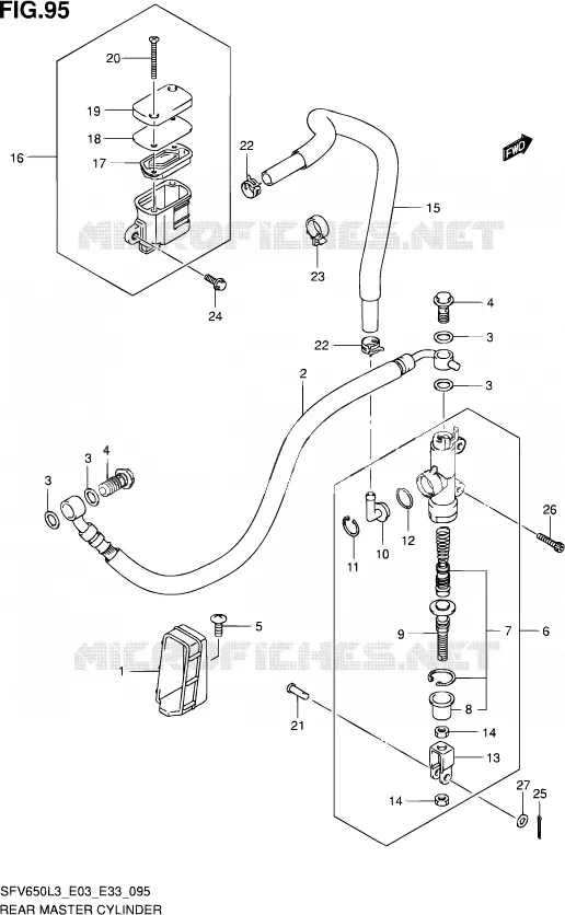 MAITRE CYLINDRE ARRIERE (SFV650L3 E33) Suzuki MOTO 650 GLADIUS 2013  SFV650 L3 (E03,E28,E33)