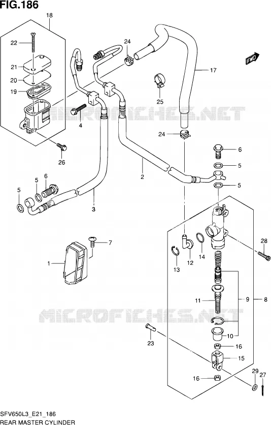 MAITRE CYLINDRE ARRIERE (SFV650AUEL3 E21) Suzuki MOTO 650 GLADIUS 2013  SFV650 L3 (E24)