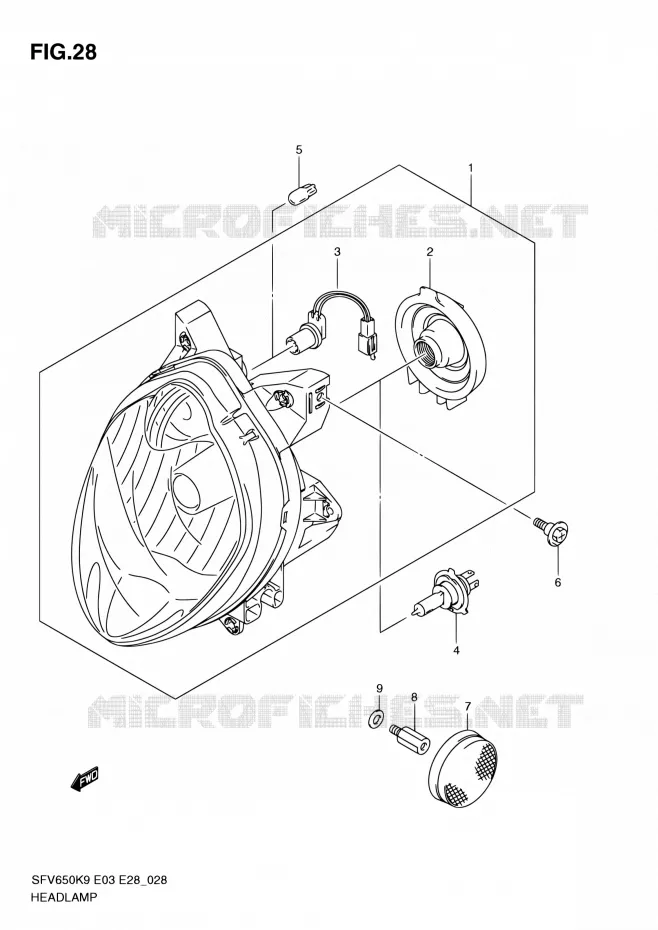 PHARE Suzuki MOTO 650 GLADIUS 2010  SFV650A L0 (E03,E28,E33)