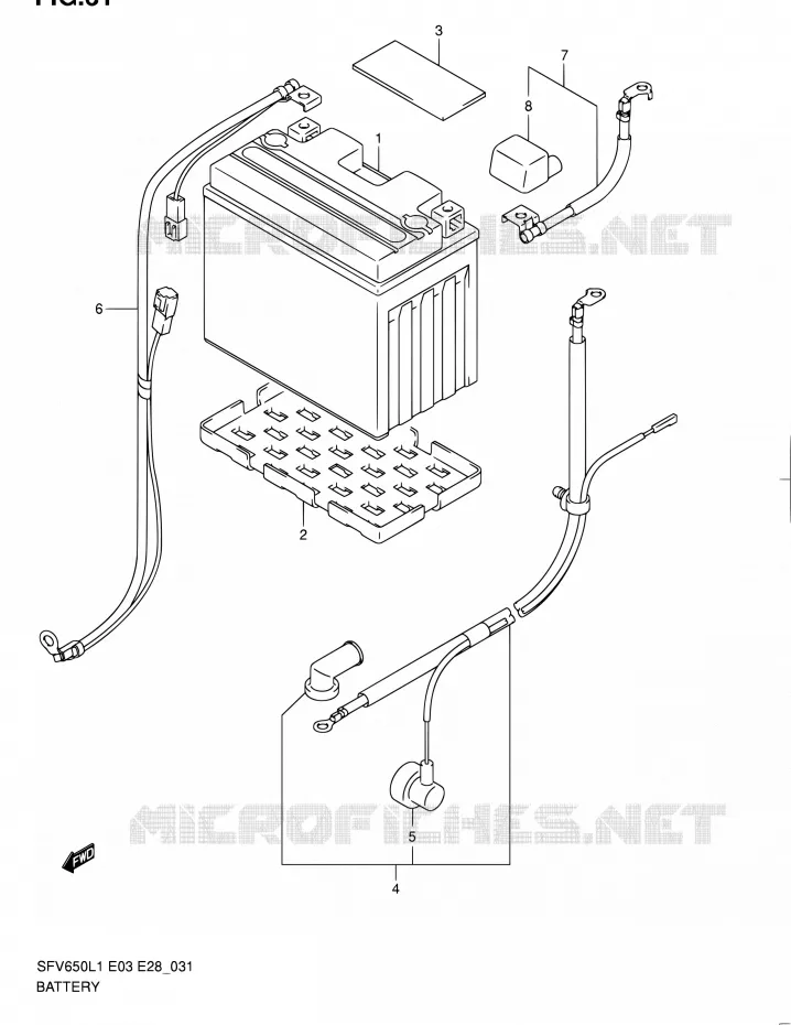 BATTERIE (SFV650L1 E33) Suzuki MOTO 650 GLADIUS 2011  SFV650A L1 (E03,E28,E33)