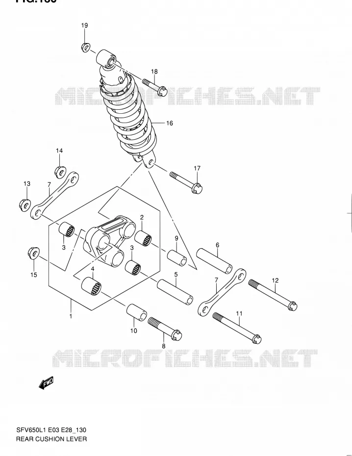 BIELLETTE D'AMORTISSEUR (SFV650L1 E33) Suzuki MOTO 650 GLADIUS 2011  SFV650A L1 (E03,E28,E33)