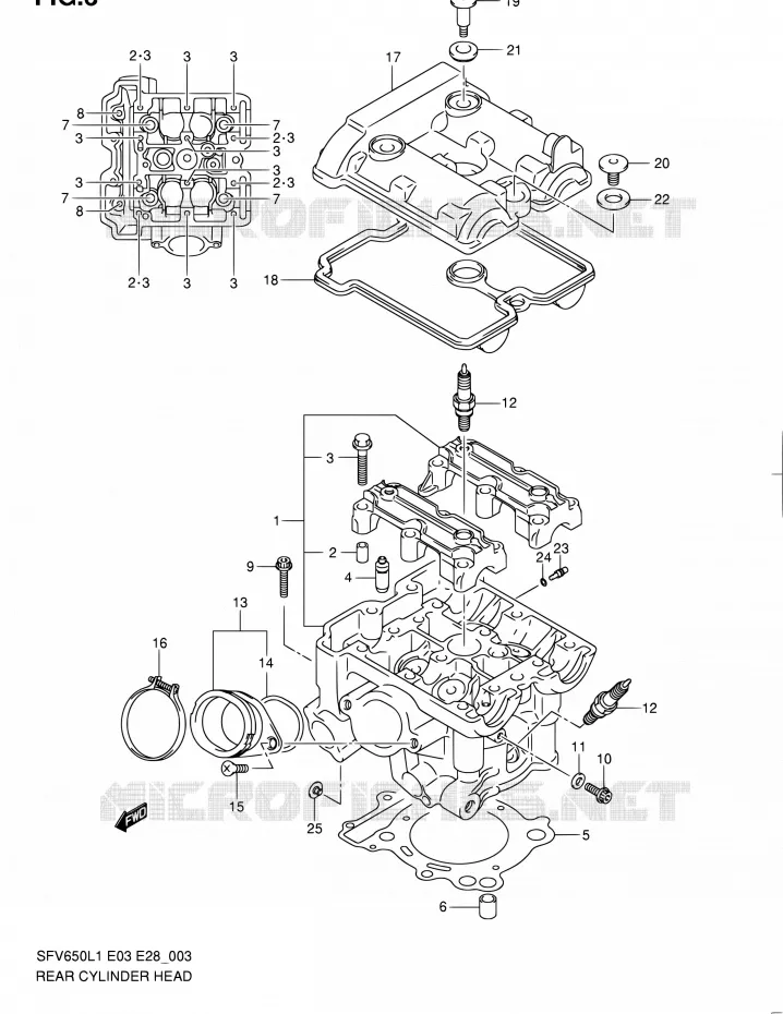 CULASSE ARRIERE Suzuki MOTO 650 GLADIUS 2011  SFV650A L1 (E03,E28,E33)