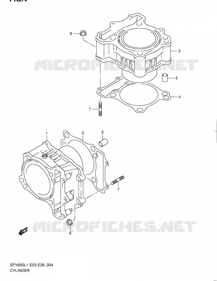 CYLINDRE Suzuki MOTO 650 GLADIUS 2011  SFV650A L1 (E03,E28,E33)
