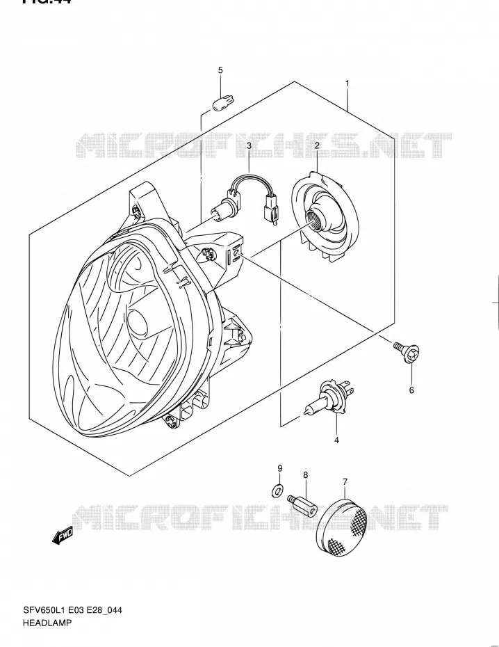PHARE Suzuki MOTO 650 GLADIUS 2011  SFV650A L1 (E03,E28,E33)