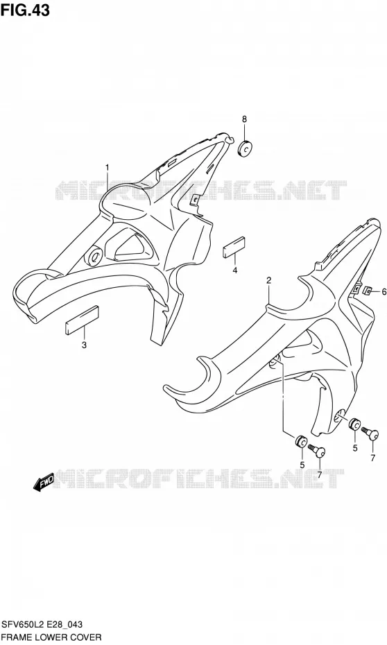 CARENAGES INFERIEURS Suzuki MOTO 650 GLADIUS 2012  SFV650AL2(E03,E28,E33)