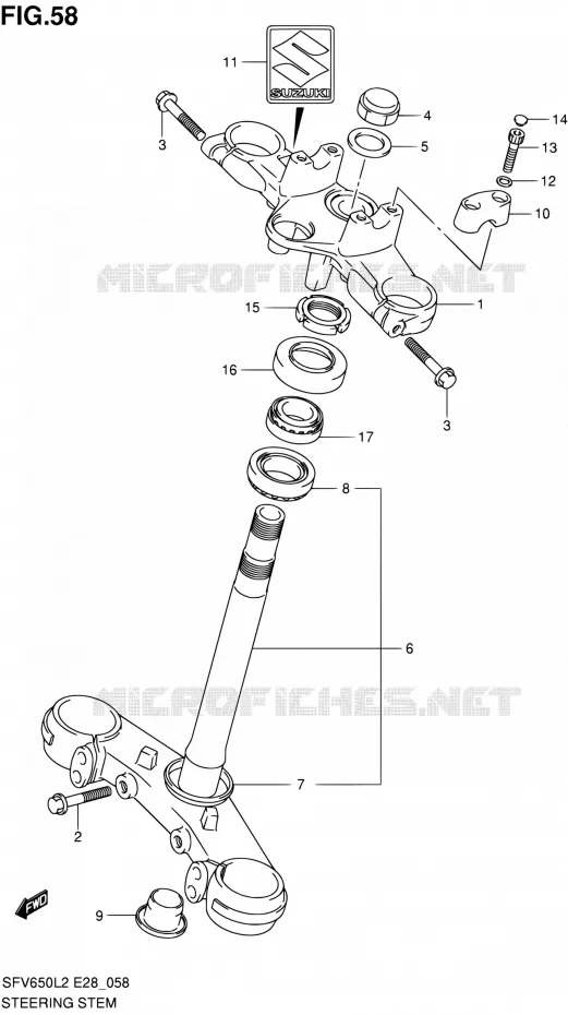 COLONNE DE DIRECTION Suzuki MOTO 650 GLADIUS 2012  SFV650AL2(E03,E28,E33)