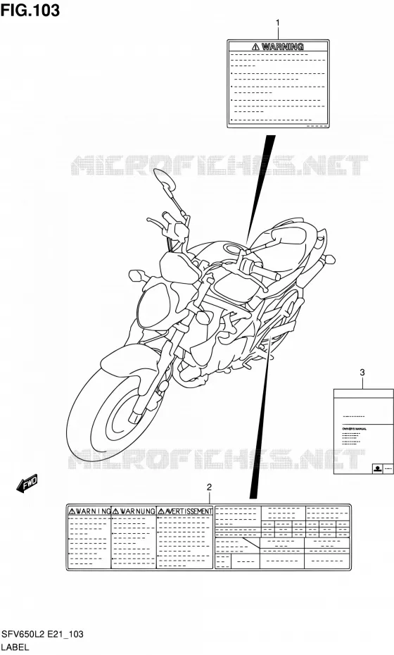 ETIQUETTE (SFV650L2 E24) Suzuki MOTO 650 GLADIUS 2012  SFV650AL2(E21)