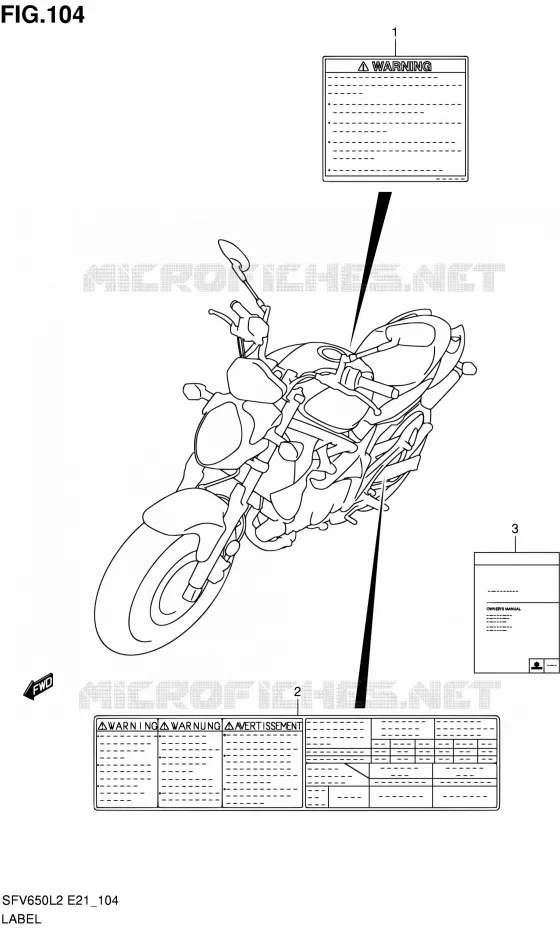ETIQUETTE (SFV650UL2 E21) Suzuki MOTO 650 GLADIUS 2012  SFV650AL2(E21)