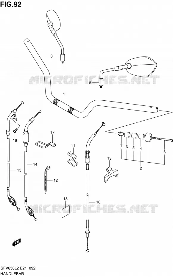 GUIDON (SFV650UL2 E24) Suzuki MOTO 650 GLADIUS 2012  SFV650AL2(E21)