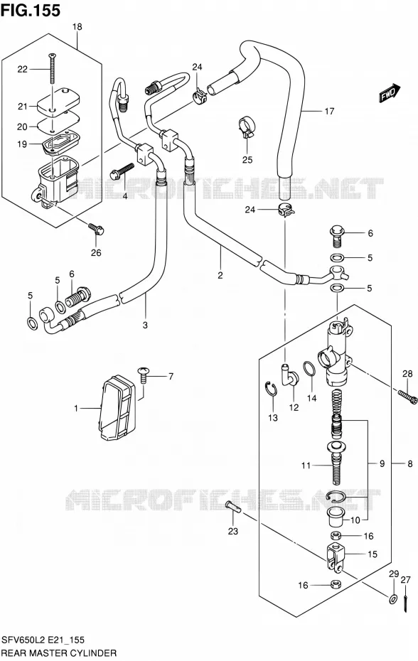 MAITRE CYLINDRE ARRIERE (SFV650UAL2 E21) Suzuki MOTO 650 GLADIUS 2012  SFV650AL2(E21)