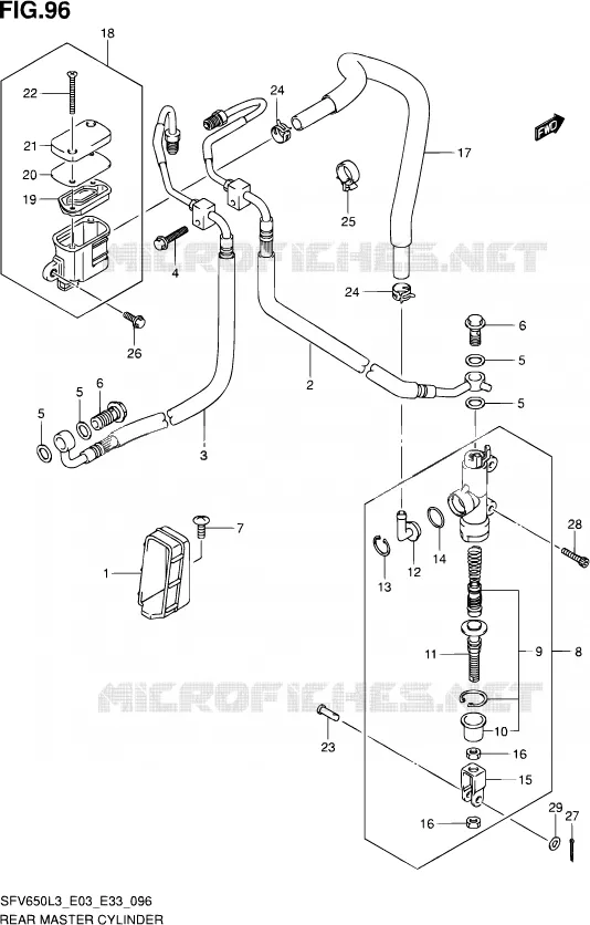 MAITRE CYLINDRE ARRIERE (SFV650AL3 E33) Suzuki MOTO 650 GLADIUS 2013  SFV650A L3 (E03,E28,E33)