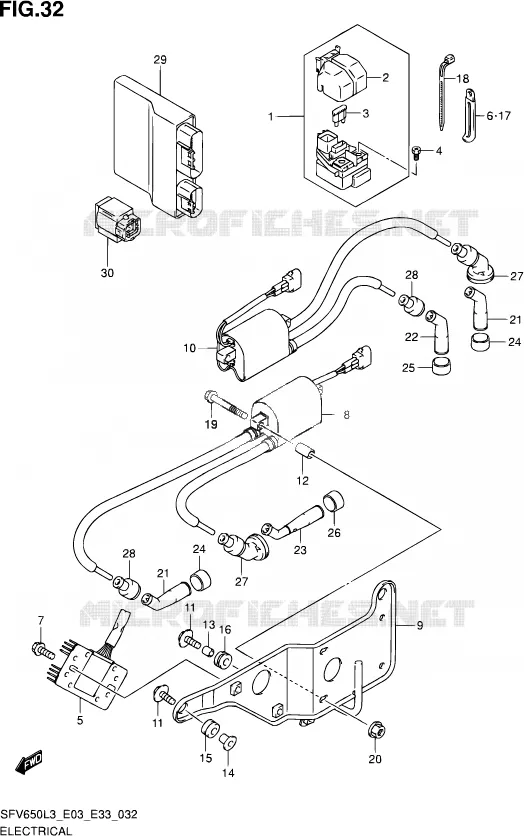 PARTIE ELECTRIQUE (SFV650L3 E03) Suzuki MOTO 650 GLADIUS 2013  SFV650A L3 (E03,E28,E33)