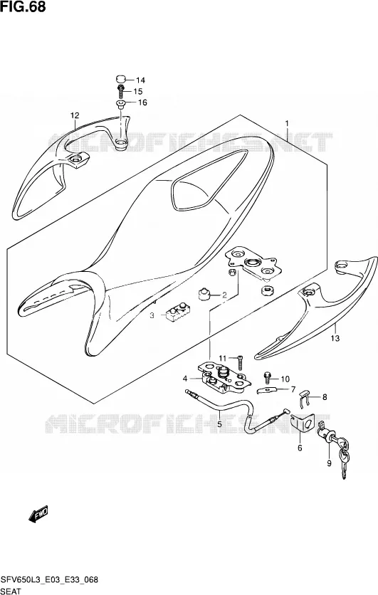 SELLE (SFV650L3 E03) Suzuki MOTO 650 GLADIUS 2013  SFV650A L3 (E03,E28,E33)