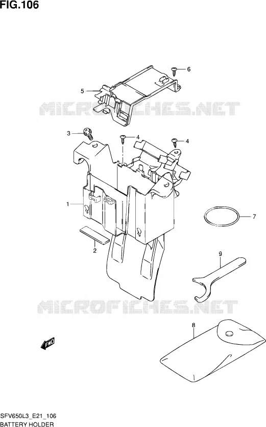 BAC A BATTERIE - OUTILS (SFV650L3 E21) Suzuki MOTO 650 GLADIUS 2013  SFV650A L3 (E21)