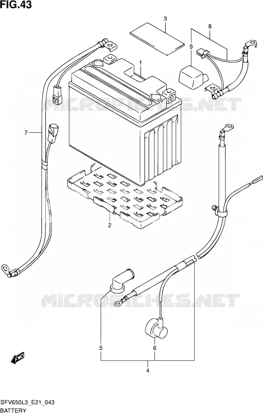 BATTERIE (SFV650UL3 E24) Suzuki MOTO 650 GLADIUS 2013  SFV650A L3 (E21)