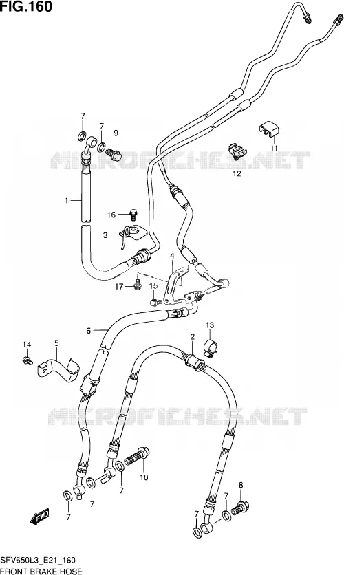 DURITE DE FREIN AVANT (SFV650AUEL3 E21) Suzuki MOTO 650 GLADIUS 2014  SFV650A L3 (E21)