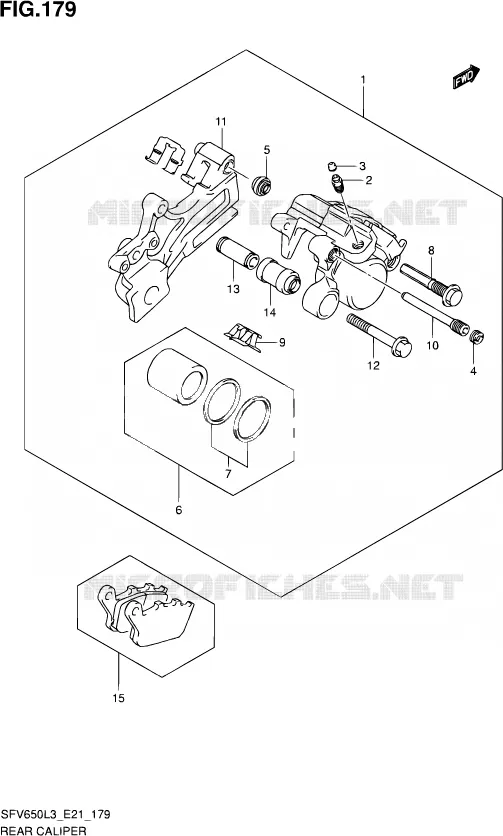 ETRIER DE FREIN ARRIERE (SFV650AL3 E21) Suzuki MOTO 650 GLADIUS 2013  SFV650A L3 (E21)