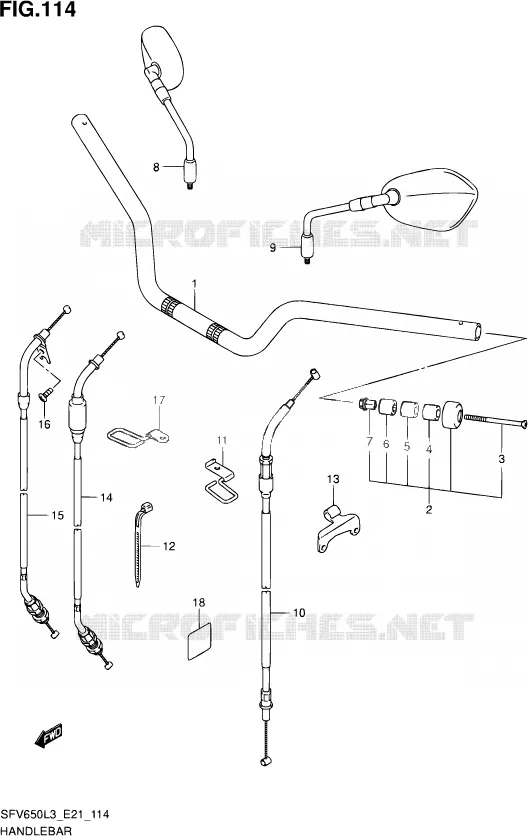GUIDON (SFV650L3 E21) Suzuki MOTO 650 GLADIUS 2014  SFV650A L3 (E21)
