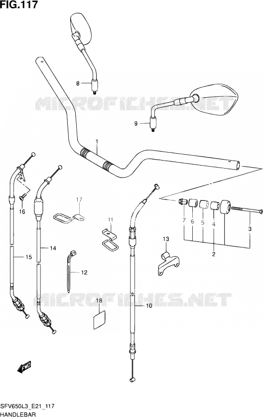 GUIDON (SFV650UL3 E24) Suzuki MOTO 650 GLADIUS 2015  SFV650A L3 (E21)