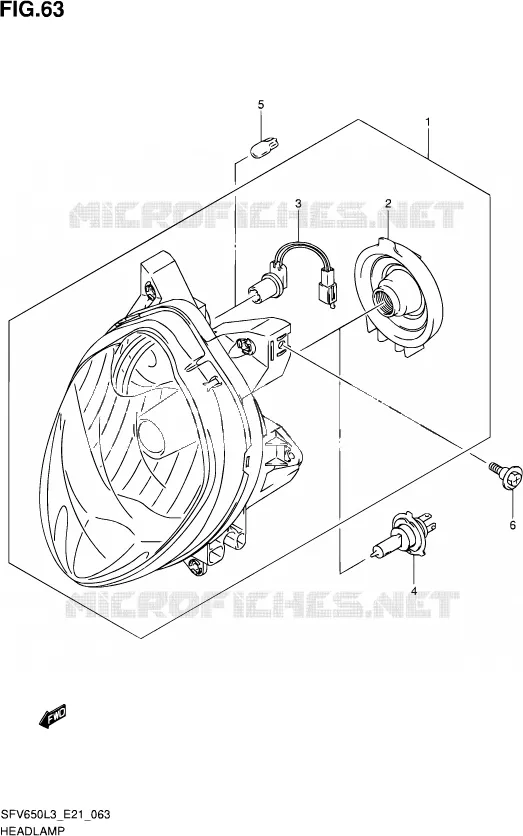 PHARE (SFV650AUEL3 E21) Suzuki MOTO 650 GLADIUS 2013  SFV650A L3 (E21)