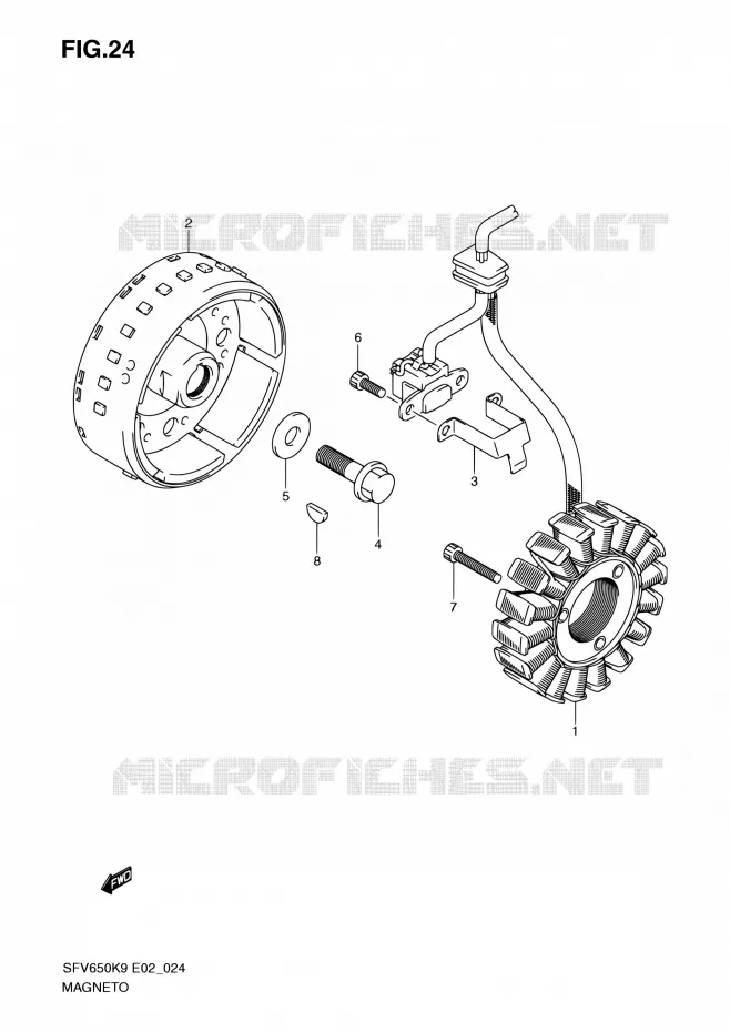 ALLUMAGE ROTOR - STATOR Suzuki MOTO 650 GLADIUS 2009  SFV650UK9(E24)