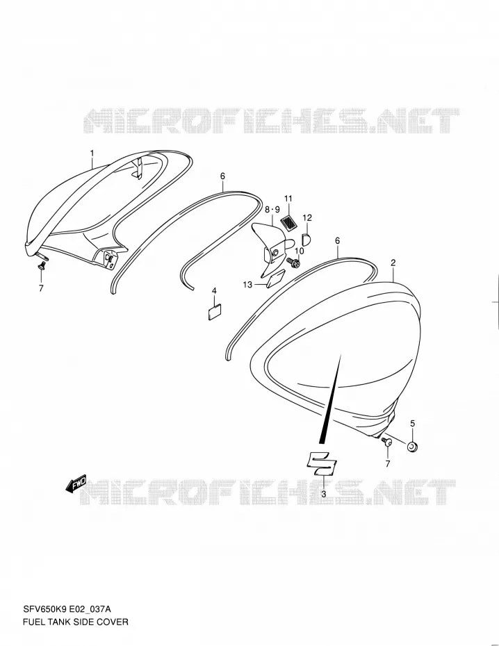 COUVRE RESERVOIR (MODEL L0) Suzuki MOTO 650 GLADIUS 2010  SFV650UL0(E19)