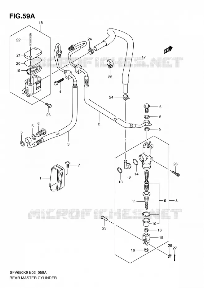 MAITRE CYLINDRE ARRIERE (SFV650AK9/UAK9/AL0/UAL0) Suzuki MOTO 650 GLADIUS 2010  SFV650UL0(E19)
