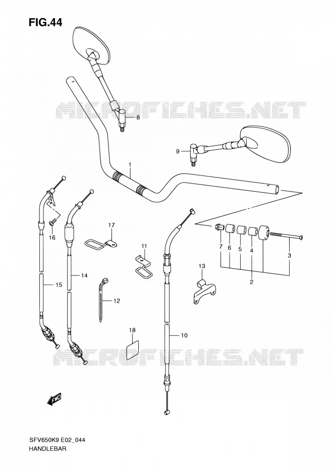 GUIDON Suzuki MOTO 650 GLADIUS 2010  SFV650UL0(E24)