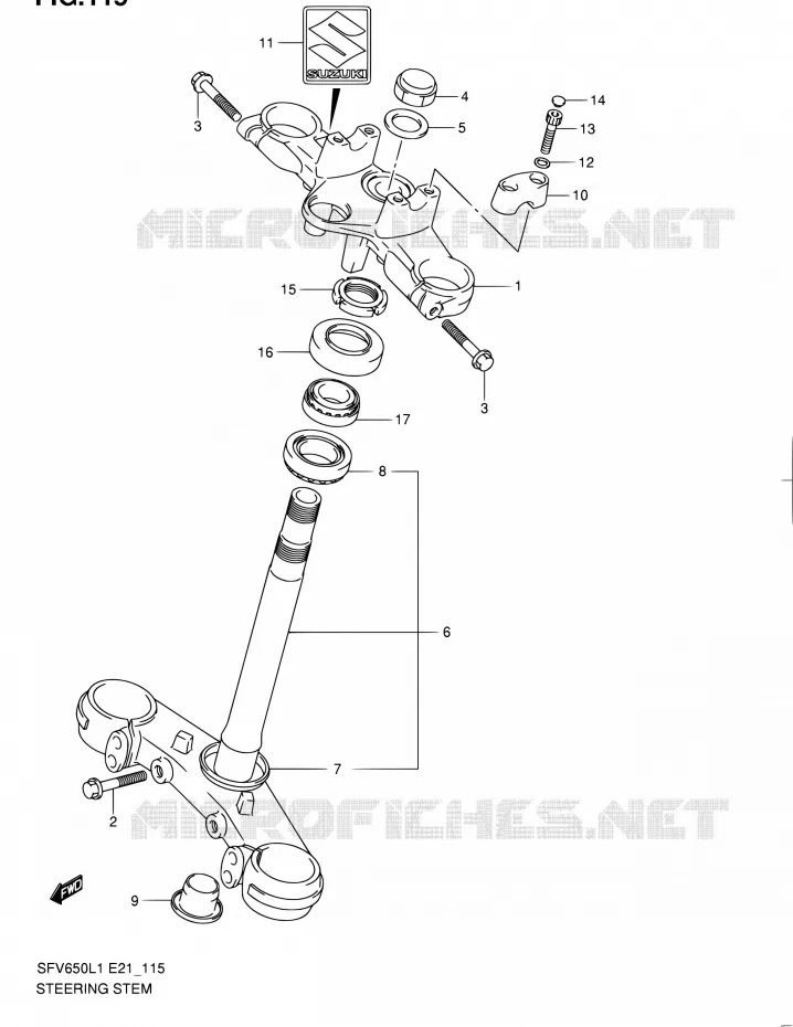 COLONNE DE DIRECTION Suzuki MOTO 650 GLADIUS 2011  SFV650UL1(E24)