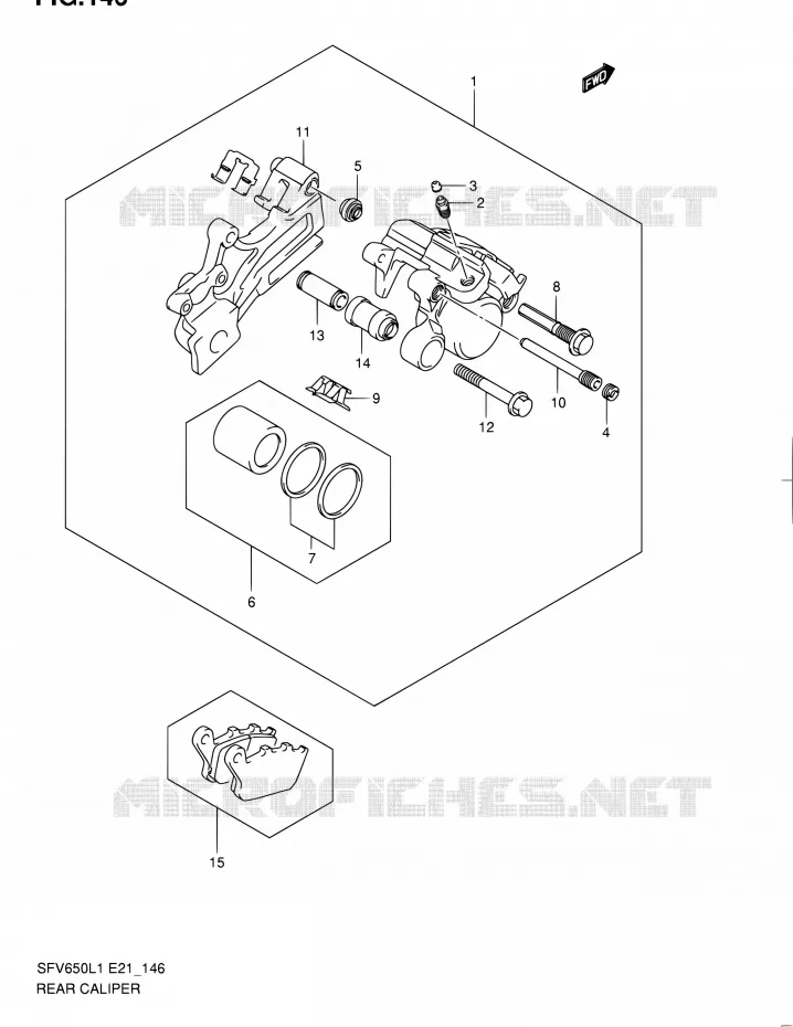 ETRIER DE FREIN ARRIERE (SFV650L1 E24) Suzuki MOTO 650 GLADIUS 2011  SFV650UL1(E24)