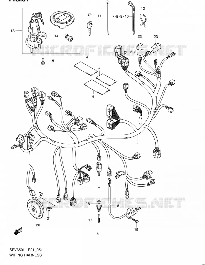 FAISCEAU ELECTRIQUE (SFV650L1 E21) Suzuki MOTO 650 GLADIUS 2011  SFV650UL1(E24)
