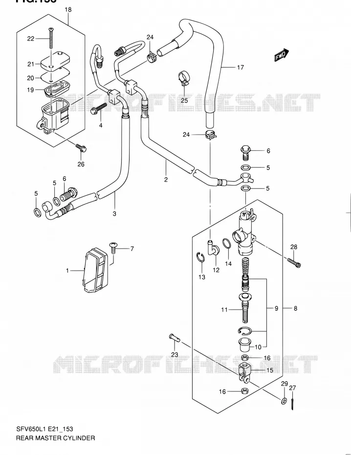 MAITRE CYLINDRE ARRIERE (SFV650AL1 E21) Suzuki MOTO 650 GLADIUS 2011  SFV650UL1(E24)
