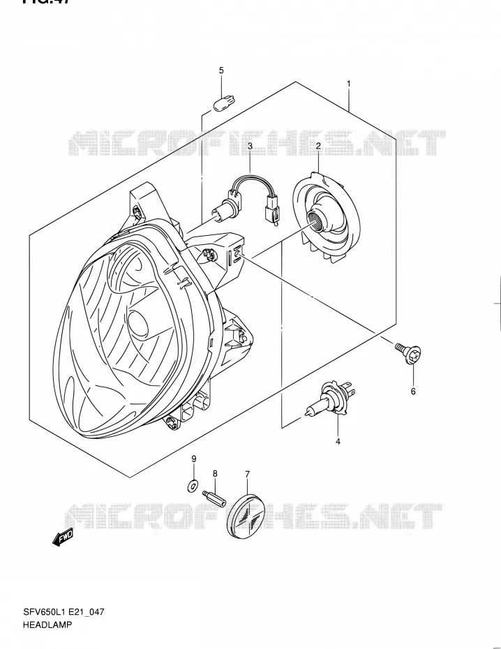 PHARE (SFV650UL1 E24) Suzuki MOTO 650 GLADIUS 2011  SFV650UL1(E24)