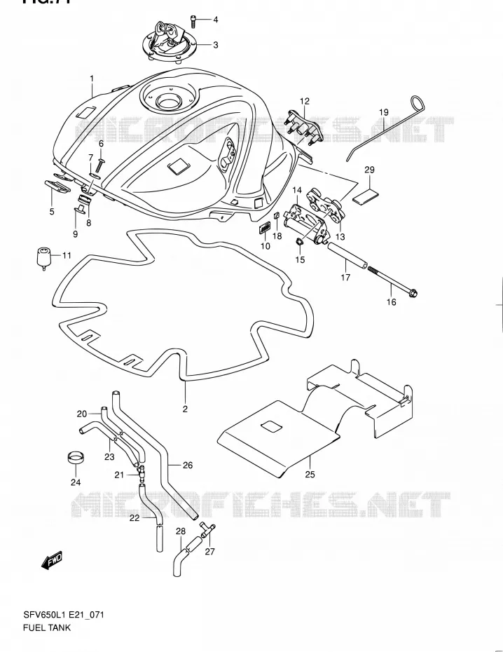 RESERVOIR D'ESSENCE (SFV650UAL1 E21) Suzuki MOTO 650 GLADIUS 2011  SFV650UL1(E24)