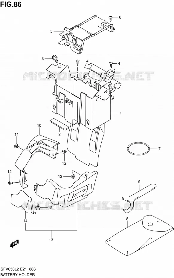 BAC A BATTERIE - OUTILS (SFV650UAL2 E21) Suzuki MOTO 650 GLADIUS 2012  SFV650UL2(E21)