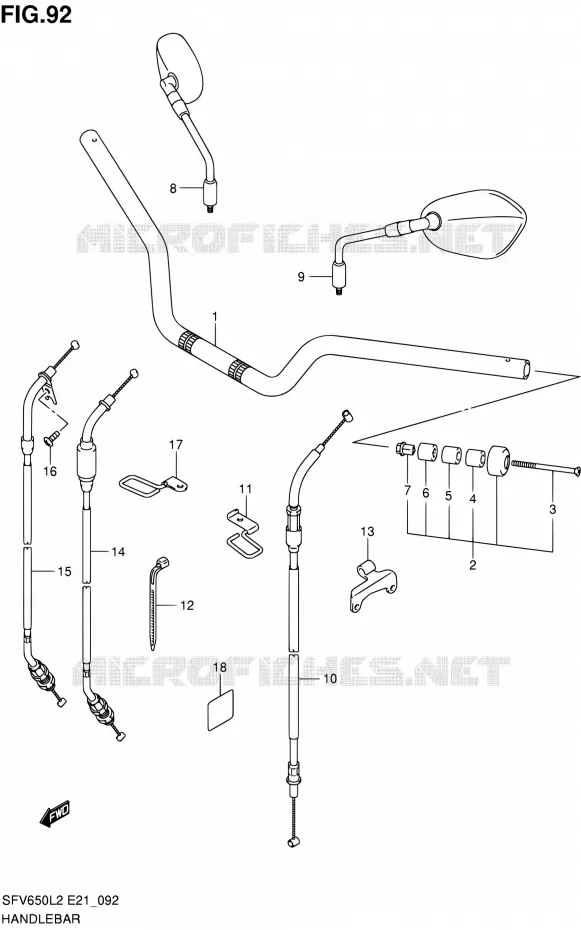 GUIDON (SFV650UL2 E24) Suzuki MOTO 650 GLADIUS 2012  SFV650UL2(E21)