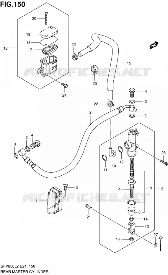 MAITRE CYLINDRE ARRIERE (SFV650L2 E21) Suzuki MOTO 650 GLADIUS 2012  SFV650UL2(E21)