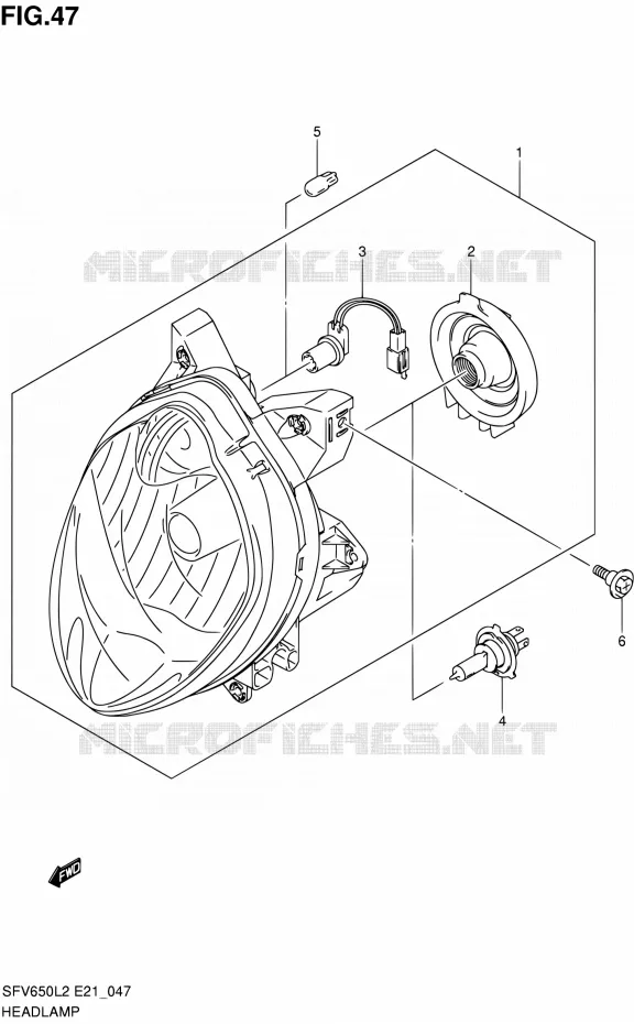 PHARE (SFV650AL2 E21) Suzuki MOTO 650 GLADIUS 2012  SFV650UL2(E21)