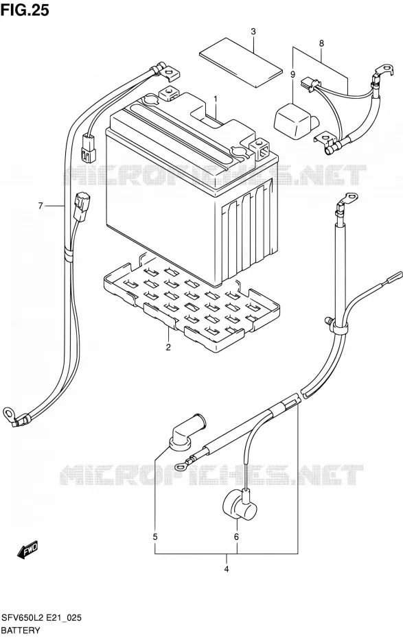 BATTERIE (SFV650L2 E21) Suzuki MOTO 650 GLADIUS 2012  SFV650UL2(E24)