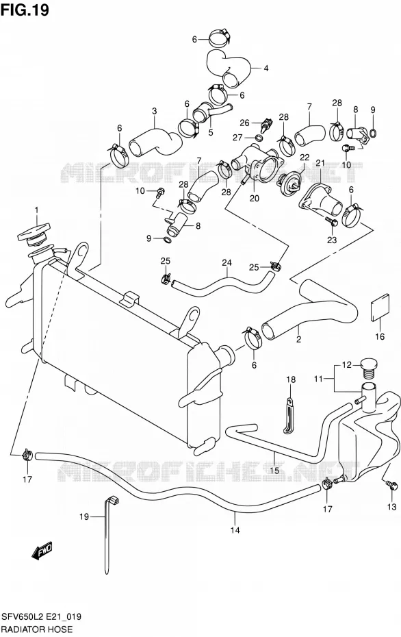 DURITE DE RADIATEUR Suzuki MOTO 650 GLADIUS 2012  SFV650UL2(E24)