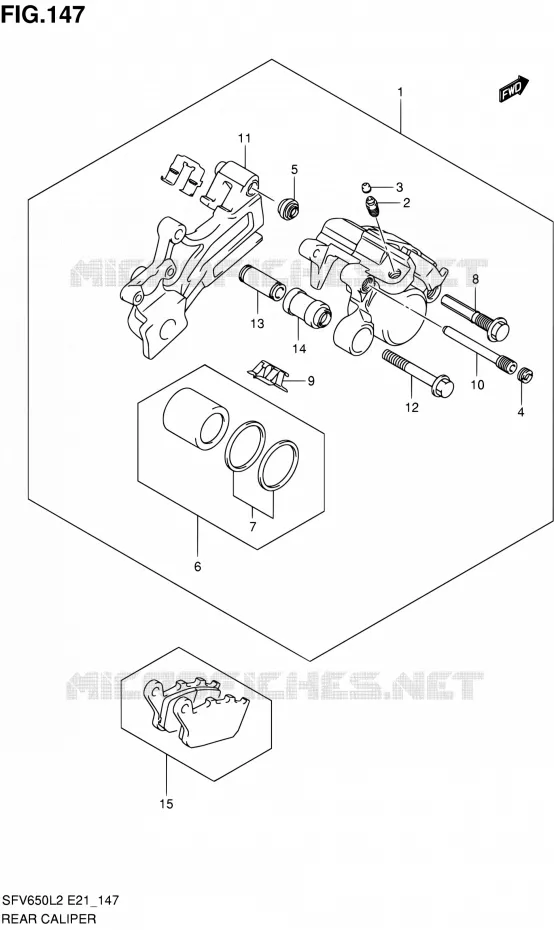 ETRIER DE FREIN ARRIERE (SFV650UL2 E24) Suzuki MOTO 650 GLADIUS 2012  SFV650UL2(E24)