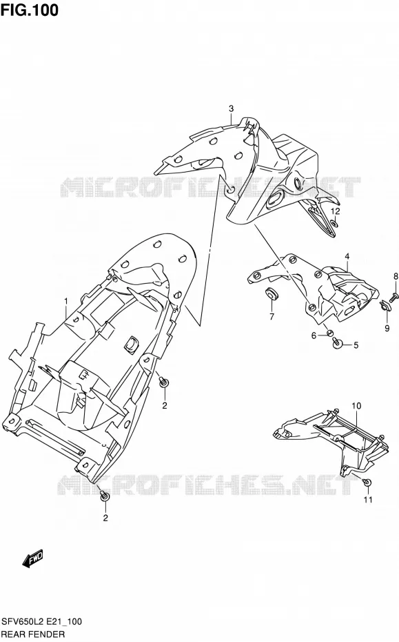 GARDE BOUE ARRIERE (SFV650AL2 E21) Suzuki MOTO 650 GLADIUS 2012  SFV650UL2(E24)