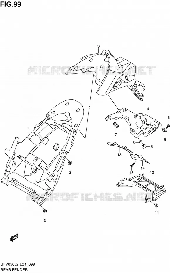 GARDE BOUE ARRIERE (SFV650UL2 E24) Suzuki MOTO 650 GLADIUS 2012  SFV650UL2(E24)
