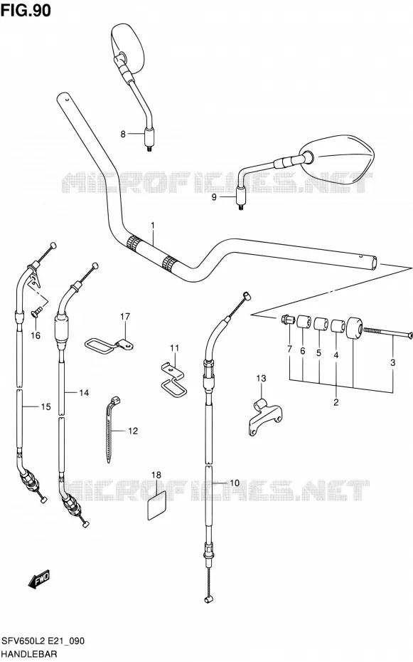 GUIDON (SFV650L2 E24) Suzuki MOTO 650 GLADIUS 2012  SFV650UL2(E24)