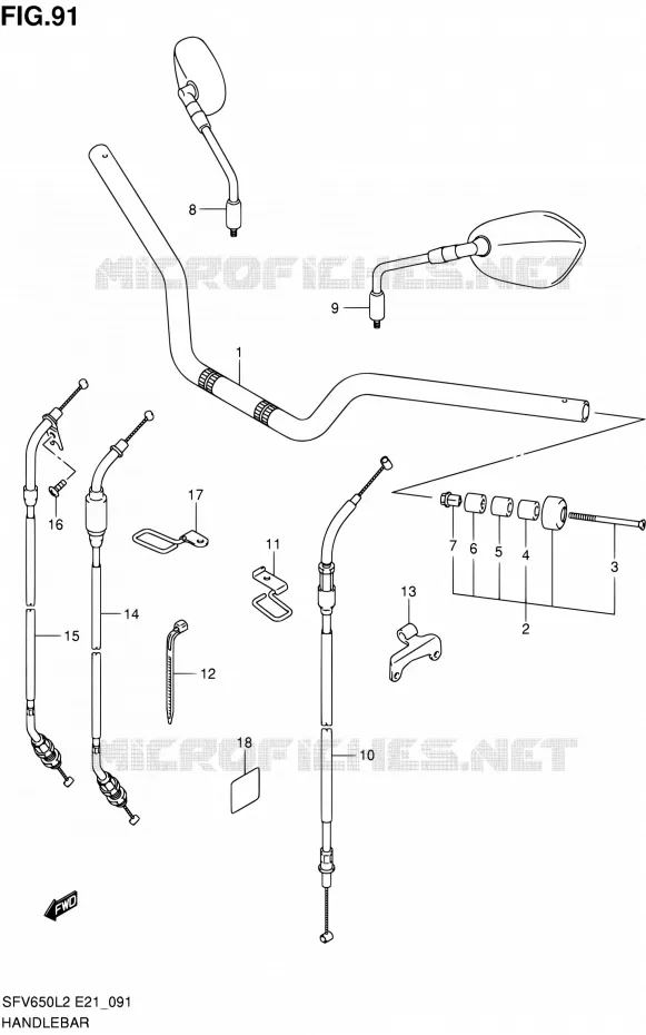 GUIDON (SFV650UL2 E21) Suzuki MOTO 650 GLADIUS 2012  SFV650UL2(E24)