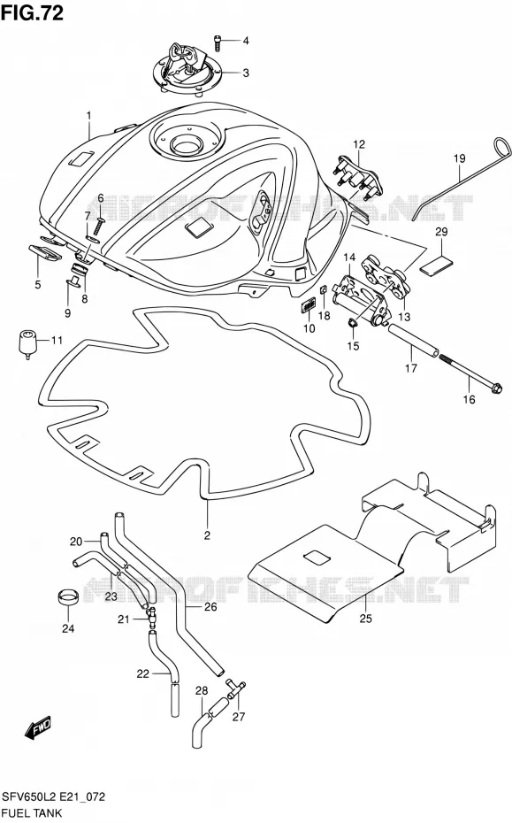 RESERVOIR D'ESSENCE (SFV650L2 E24) Suzuki MOTO 650 GLADIUS 2012  SFV650UL2(E24)