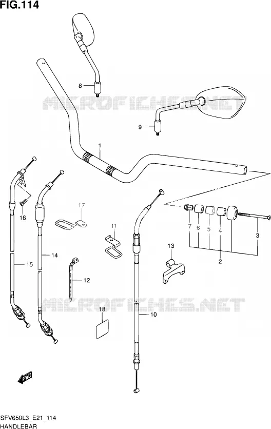 GUIDON (SFV650L3 E21) Suzuki MOTO 650 GLADIUS 2013  SFV650U L3 (E24)
